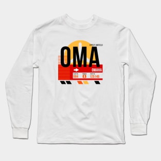 Omaha (OMA) Airport // Sunset Baggage Tag Long Sleeve T-Shirt